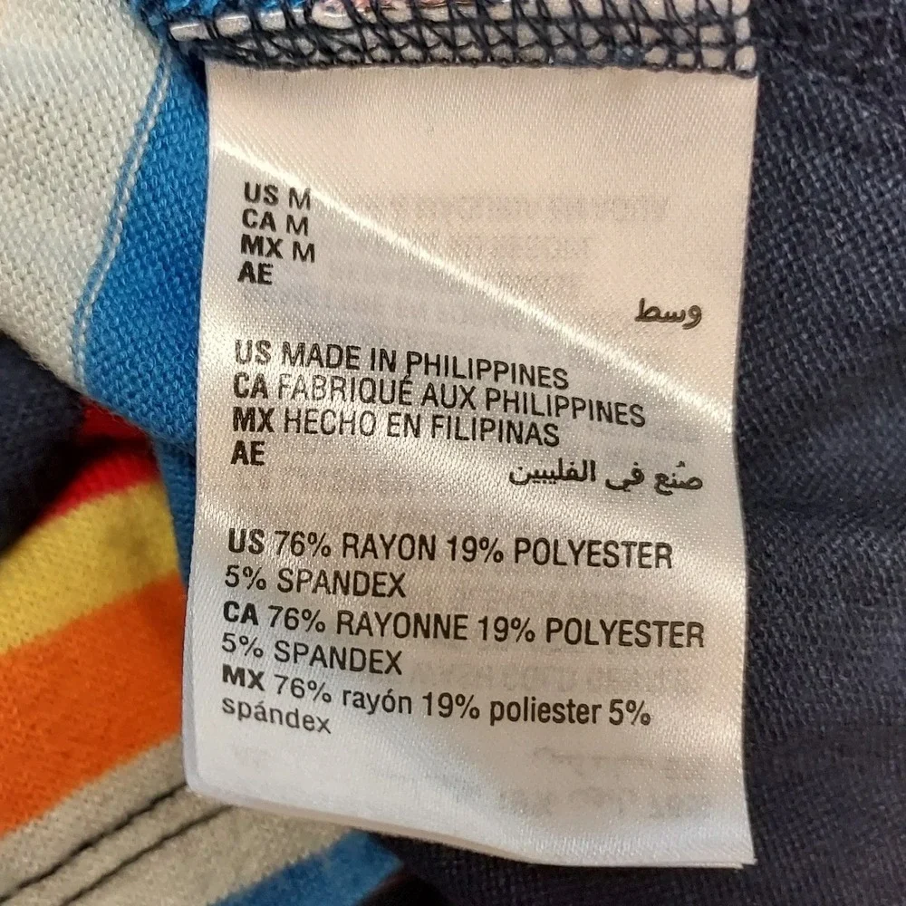 Style & Co Striped Long Sleeve Shirt Womens Medium Multicolor Rainbow Crew Neck - Picture 7 of 7